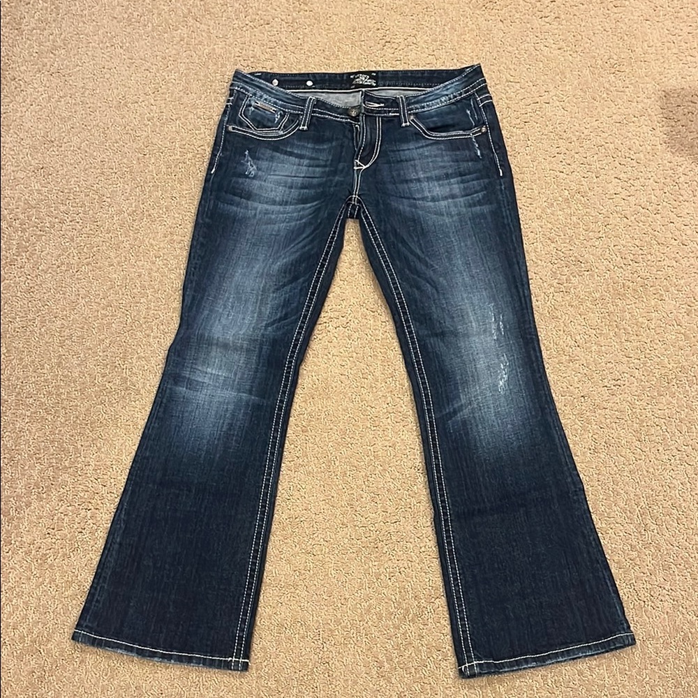 Express Blue boot cut Jeans with Vintage Wash